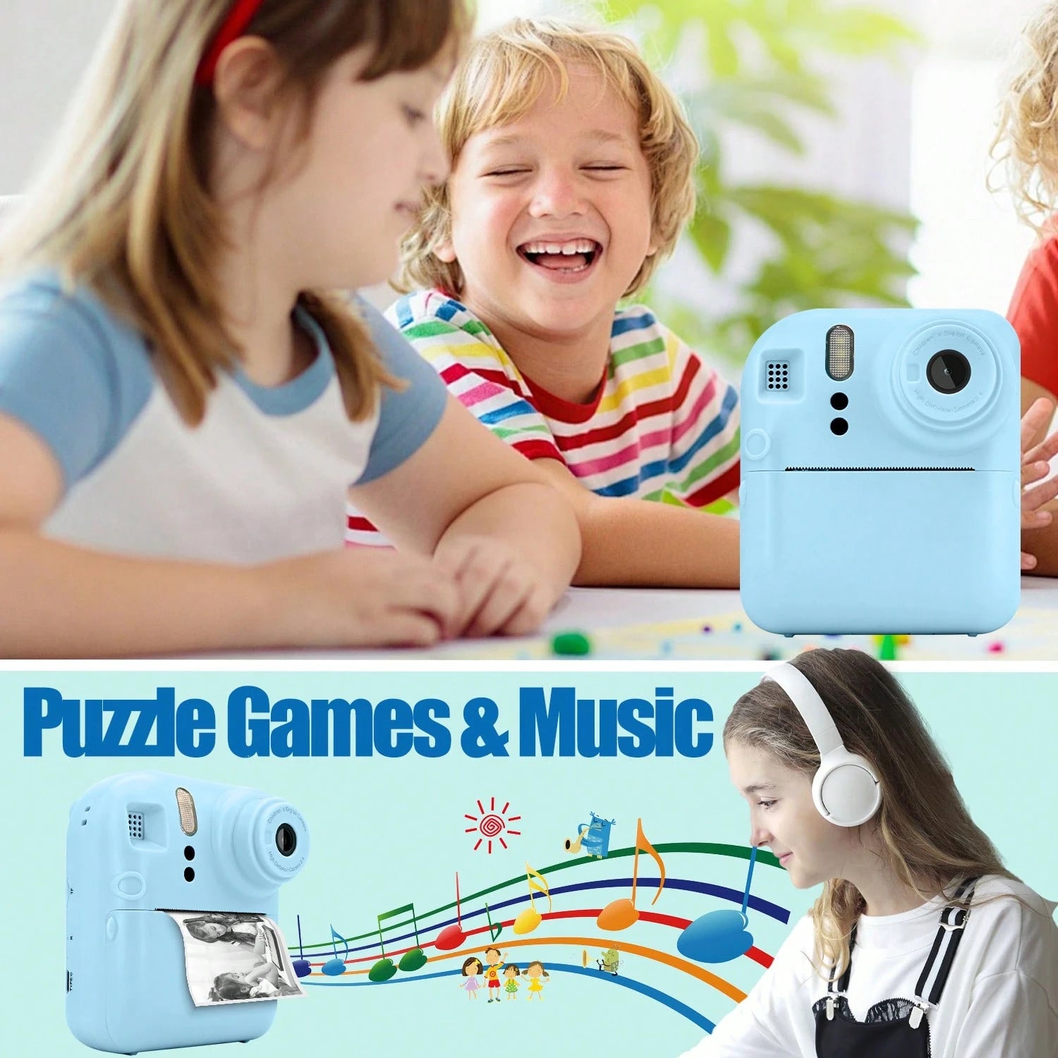 Cámara Fotos Infantil Impresión Instantánea 1080P