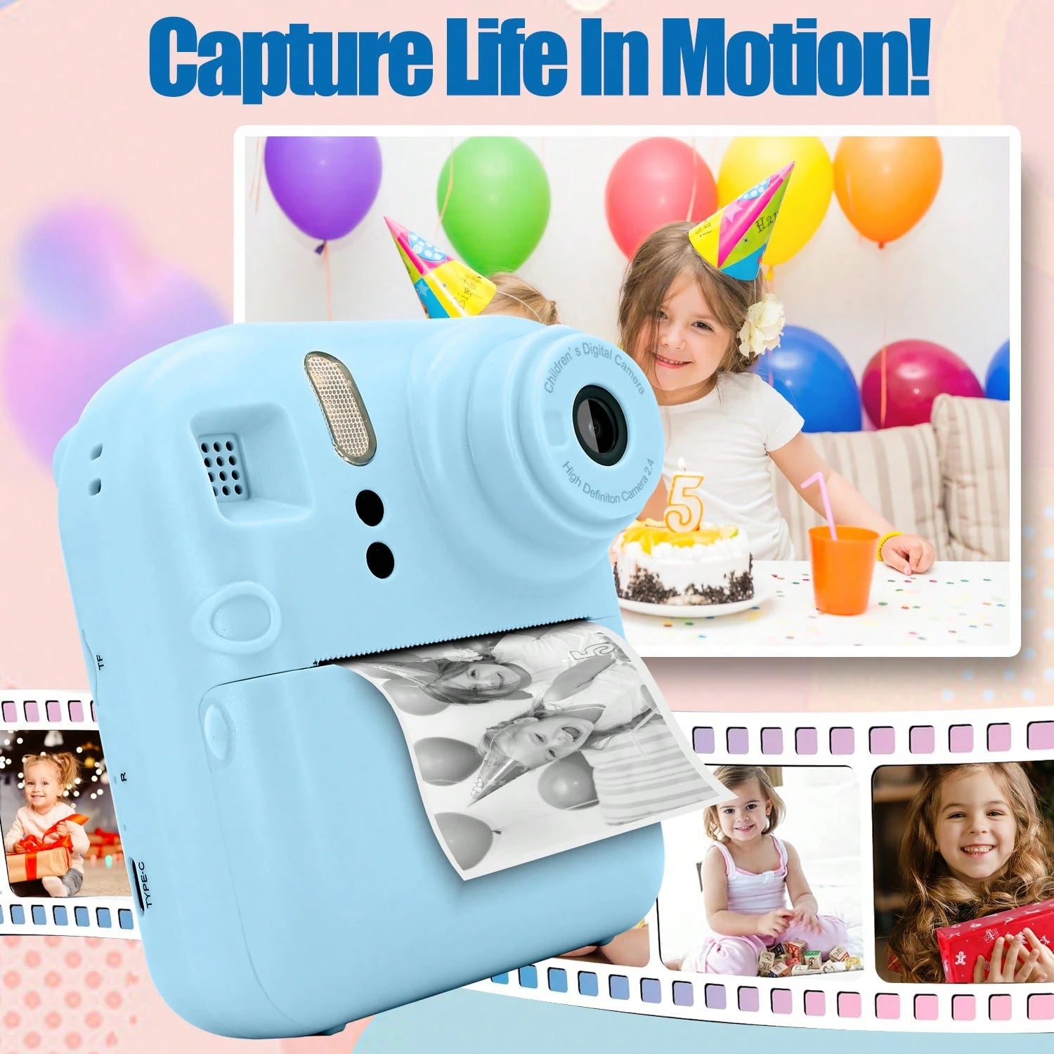Cámara Fotos Infantil Impresión Instantánea 1080P
