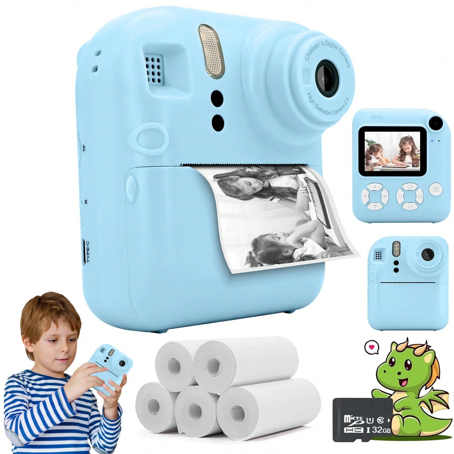 Cámara Fotos Infantil Impresión Instantánea 1080P